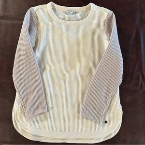 LL Bean Signature Brushed Back Waffle Boatneck Thermal Top Two Tone Women’s XS